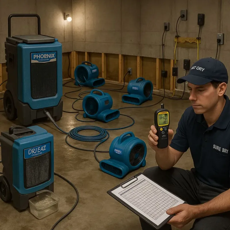 Structural Drying and Dehumidification process in Leesville, LA